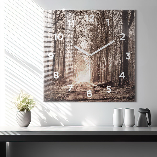 Orologio quadrato Sentiero forestale in seppia