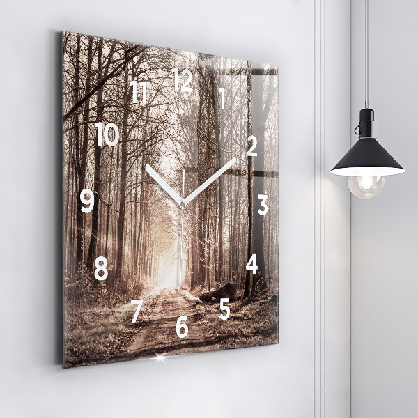 Orologio quadrato Sentiero forestale in seppia
