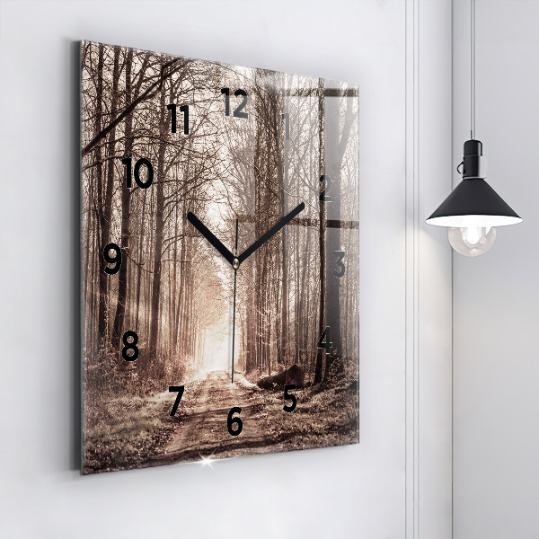 Orologio quadrato Sentiero forestale in seppia