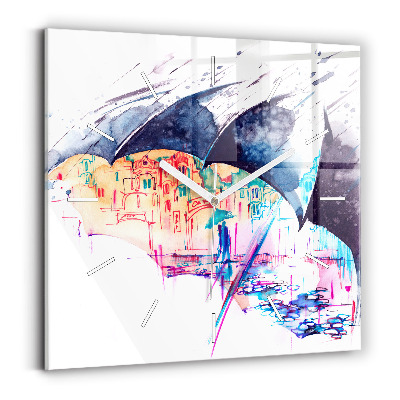 Orologio quadrato Ombrello antipioggia e città