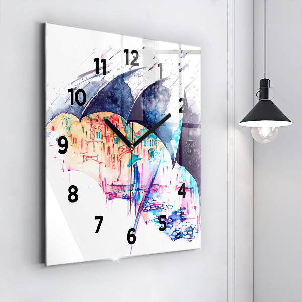 Orologio quadrato Ombrello antipioggia e città