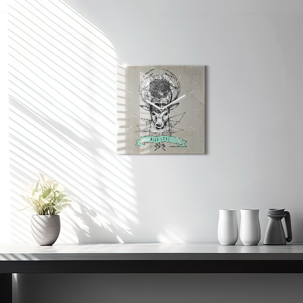 Orologio quadrato Testa di cervo