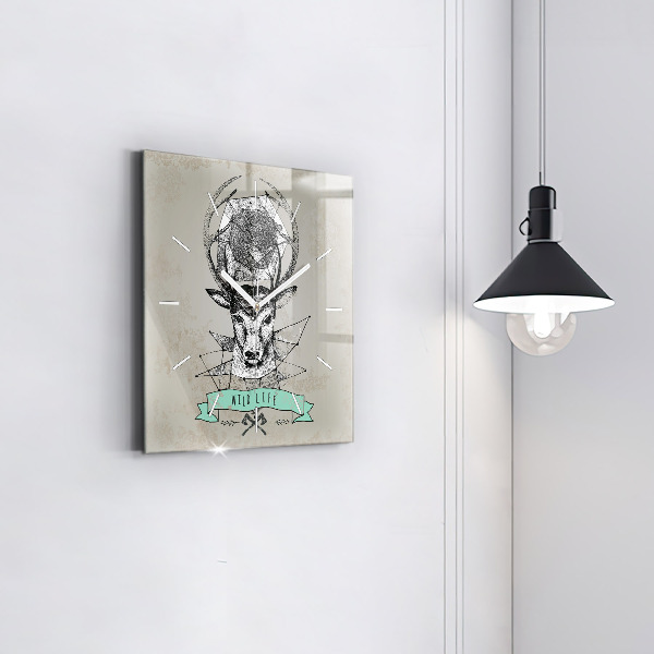 Orologio quadrato Testa di cervo