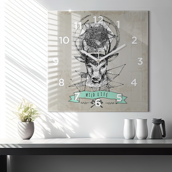 Orologio quadrato Testa di cervo