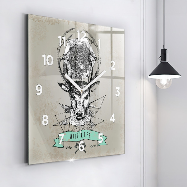 Orologio quadrato Testa di cervo