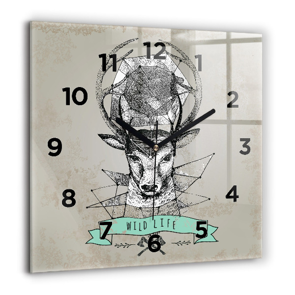 Orologio quadrato Testa di cervo