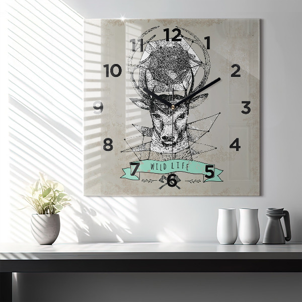 Orologio quadrato Testa di cervo