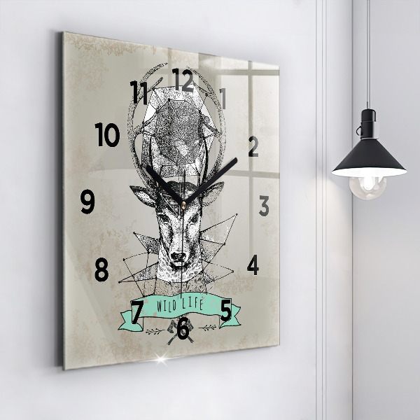 Orologio quadrato Testa di cervo