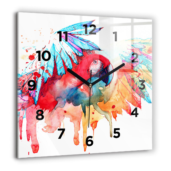 Orologio quadrato Pappagallo rosso colorato