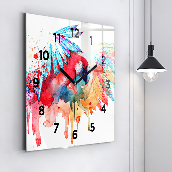 Orologio quadrato Pappagallo rosso colorato