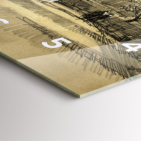 Orologio quadrato Parco e alberi in seppia