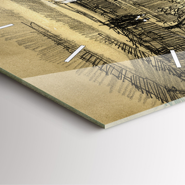 Orologio quadrato Parco e alberi in seppia