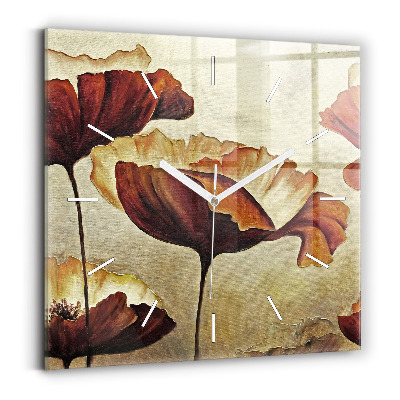 Orologio quadrato Papaveri dipinti