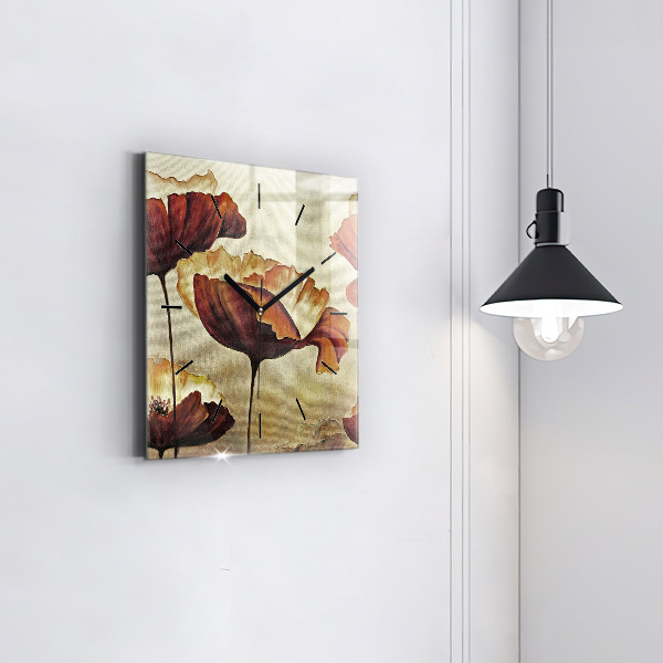 Orologio quadrato Papaveri dipinti