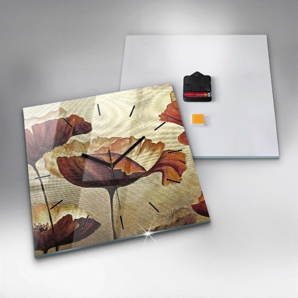 Orologio quadrato Papaveri dipinti