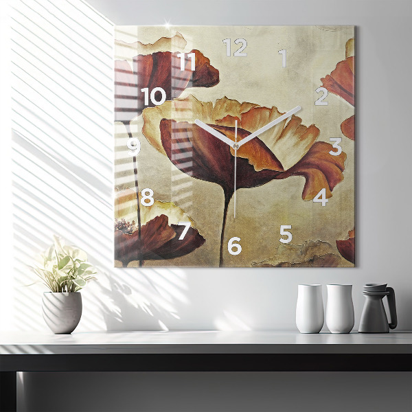 Orologio quadrato Papaveri dipinti