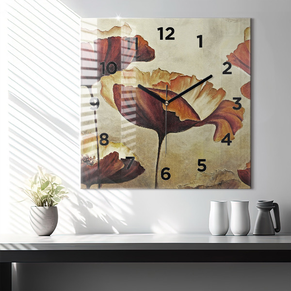 Orologio quadrato Papaveri dipinti