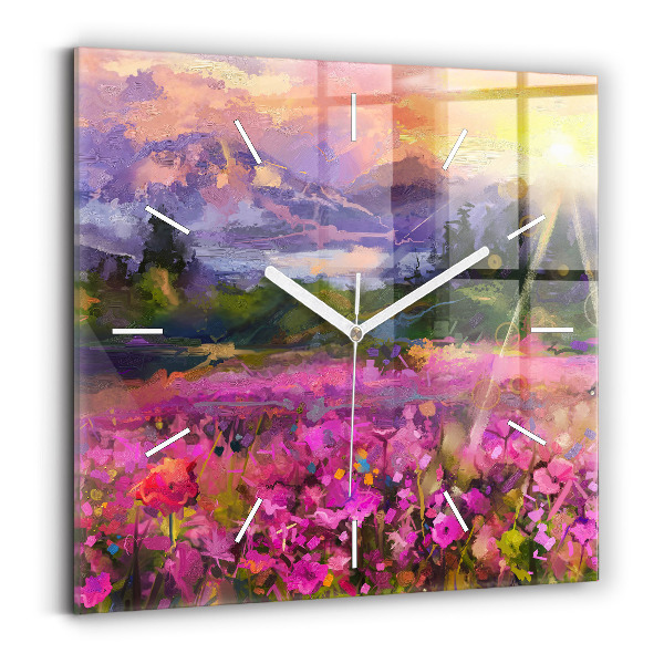 Orologio quadrato Paesaggio di natura e fiori