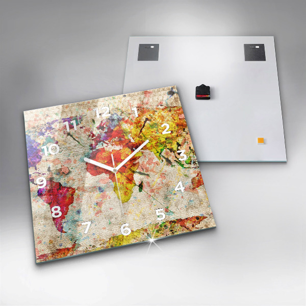 Orologio quadrato Mappa del mondo colorata