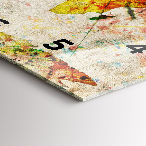 Orologio quadrato Mappa del mondo colorata