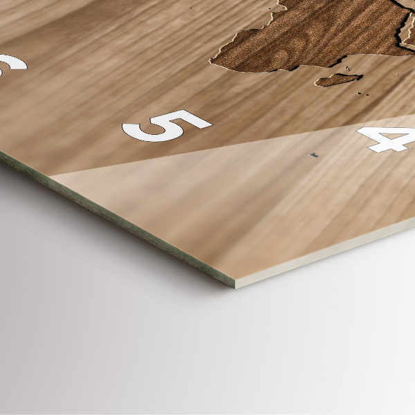 Orologio quadrato Mappa del mondo su legno