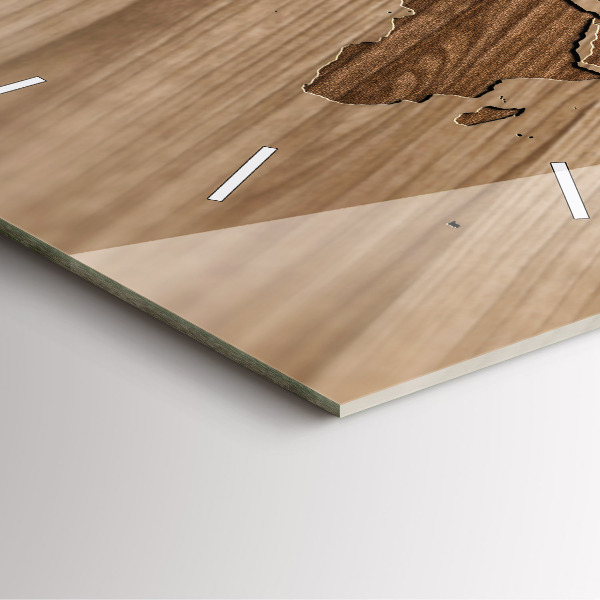 Orologio quadrato Mappa del mondo su legno