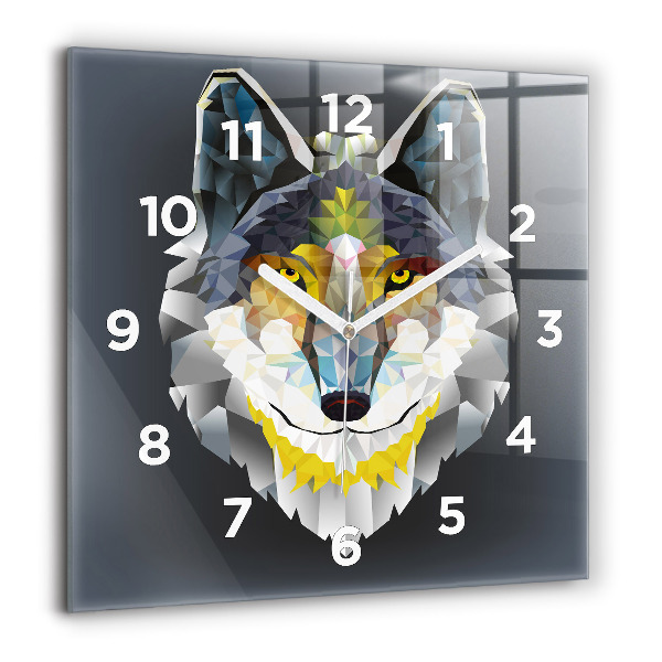 Orologio quadrato in vetro Testa di lupo