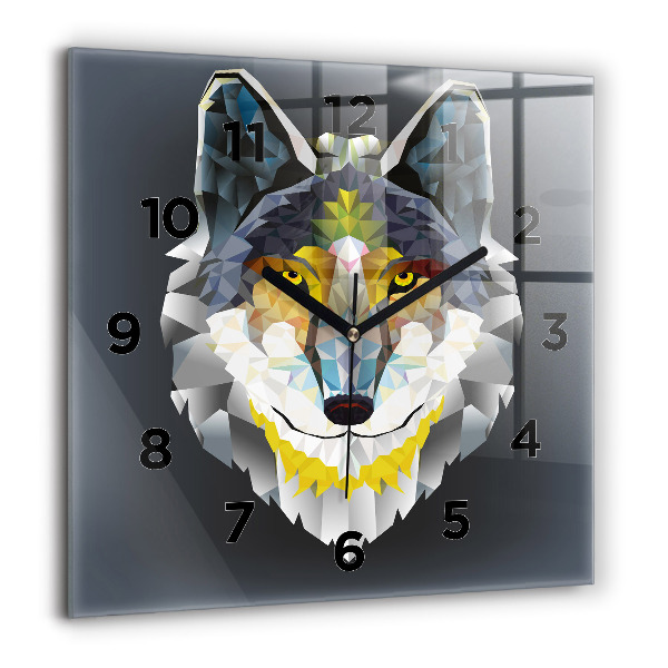 Orologio quadrato in vetro Testa di lupo