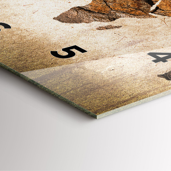 Orologio quadrato in vetro Mappa del mondo d'epoca