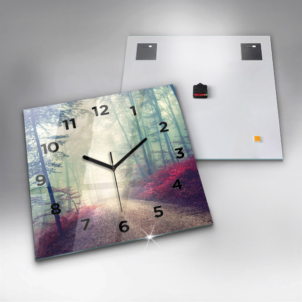 Orologio quadrato in vetro Strada autunnale Foresta Nebbia