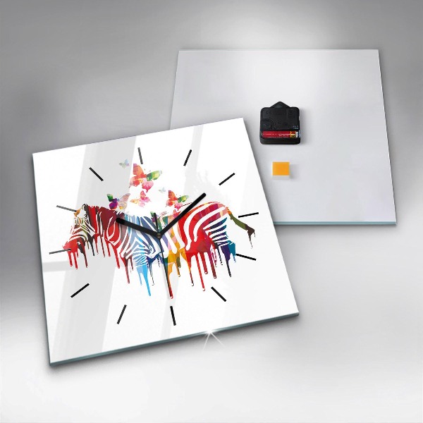 Orologio quadrato in vetro Zebra colorata