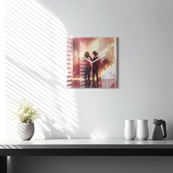 Orologio quadrato in vetro Giovane coppia innamorata