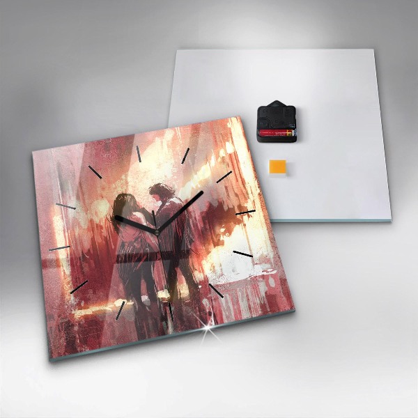 Orologio quadrato in vetro Giovane coppia innamorata