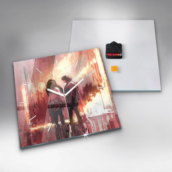 Orologio quadrato in vetro Giovane coppia innamorata