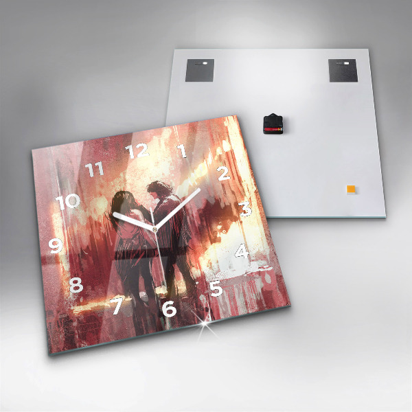 Orologio quadrato in vetro Giovane coppia innamorata
