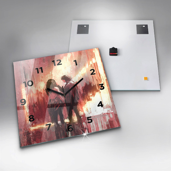 Orologio quadrato in vetro Giovane coppia innamorata
