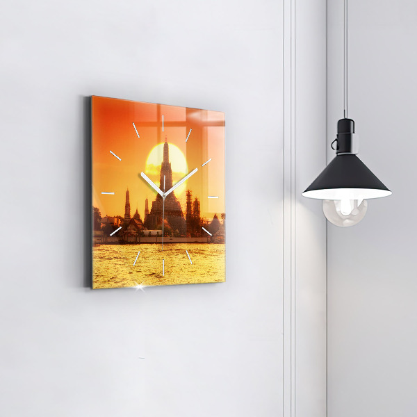 Orologio quadrato in vetro Wat arun bangkok thailand