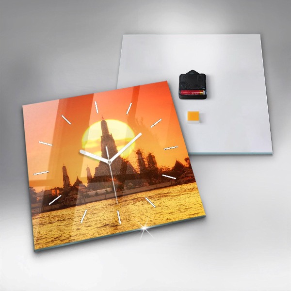 Orologio quadrato in vetro Wat arun bangkok thailand