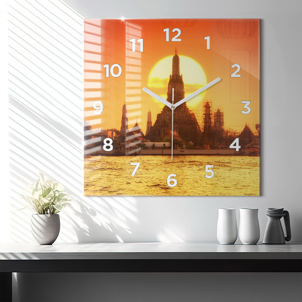 Orologio quadrato in vetro Wat arun bangkok thailand