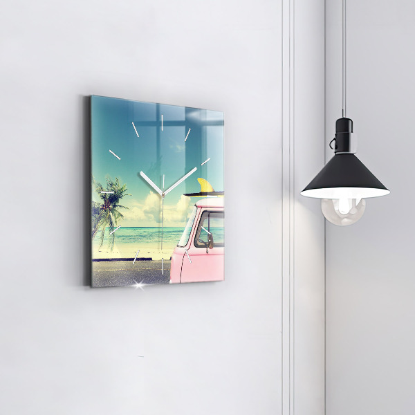 Orologio quadrato in vetro Auto con tavola da surf