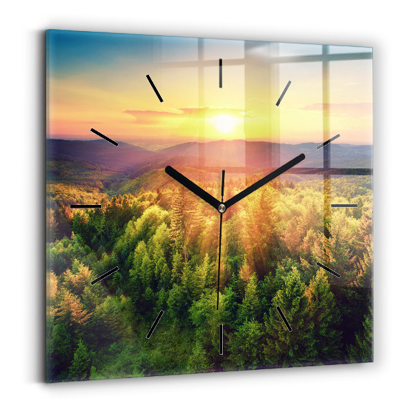 Orologio quadrato in vetro Tramonto sulle colline