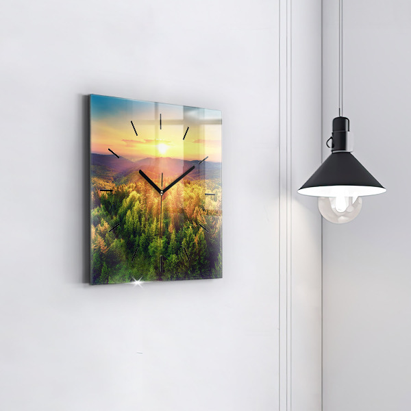 Orologio quadrato in vetro Tramonto sulle colline