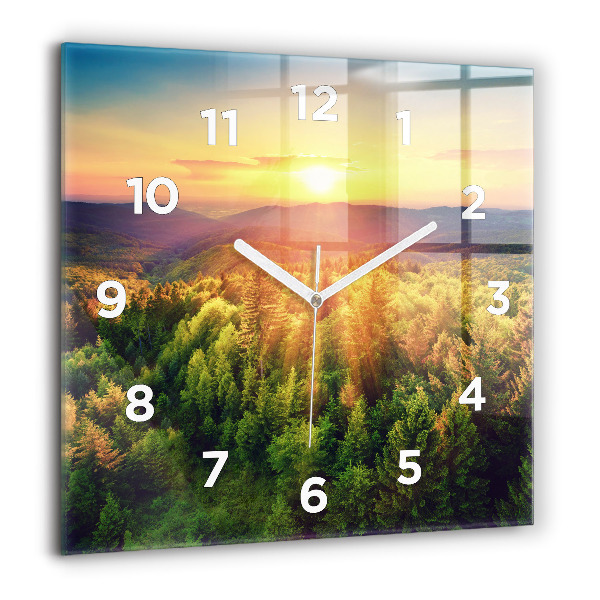 Orologio quadrato in vetro Tramonto sulle colline