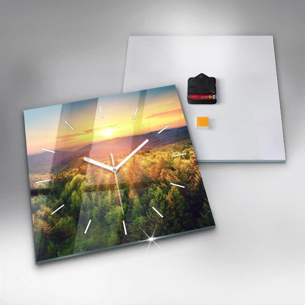 Orologio quadrato in vetro Tramonto sulle colline