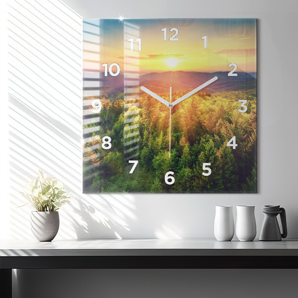 Orologio quadrato in vetro Tramonto sulle colline