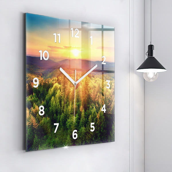 Orologio quadrato in vetro Tramonto sulle colline