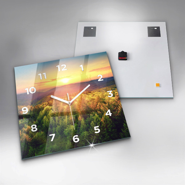 Orologio quadrato in vetro Tramonto sulle colline