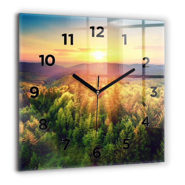 Orologio quadrato in vetro Tramonto sulle colline