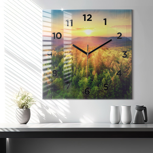 Orologio quadrato in vetro Tramonto sulle colline