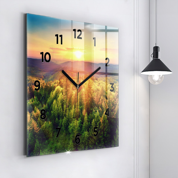 Orologio quadrato in vetro Tramonto sulle colline